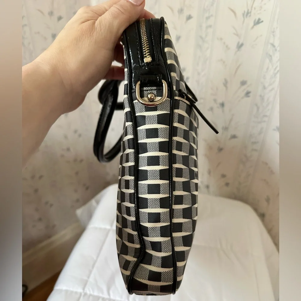 Kate Spade Checkered Laptop Bag with Red Storybook Lining